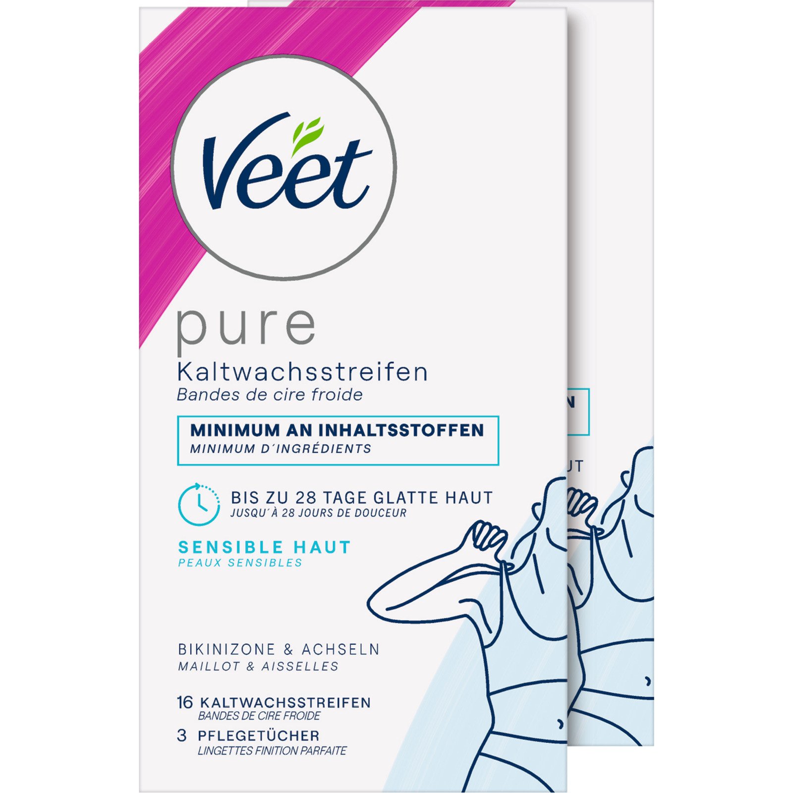 Veet Kaltwachsstreifen Bikini+Achseln 2 x 16 Stück