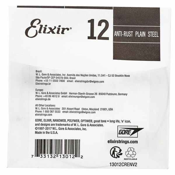 Elixir .012 Plain Steel