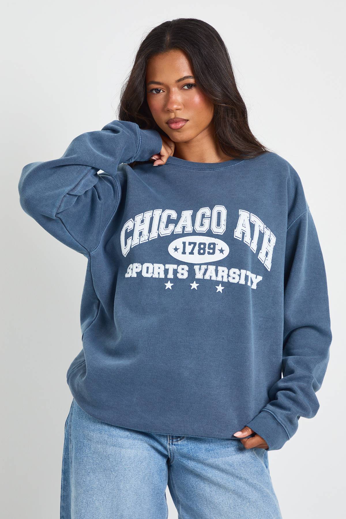 boohoo Sweat-shirt Oversize Délavé Imprimé Chicago