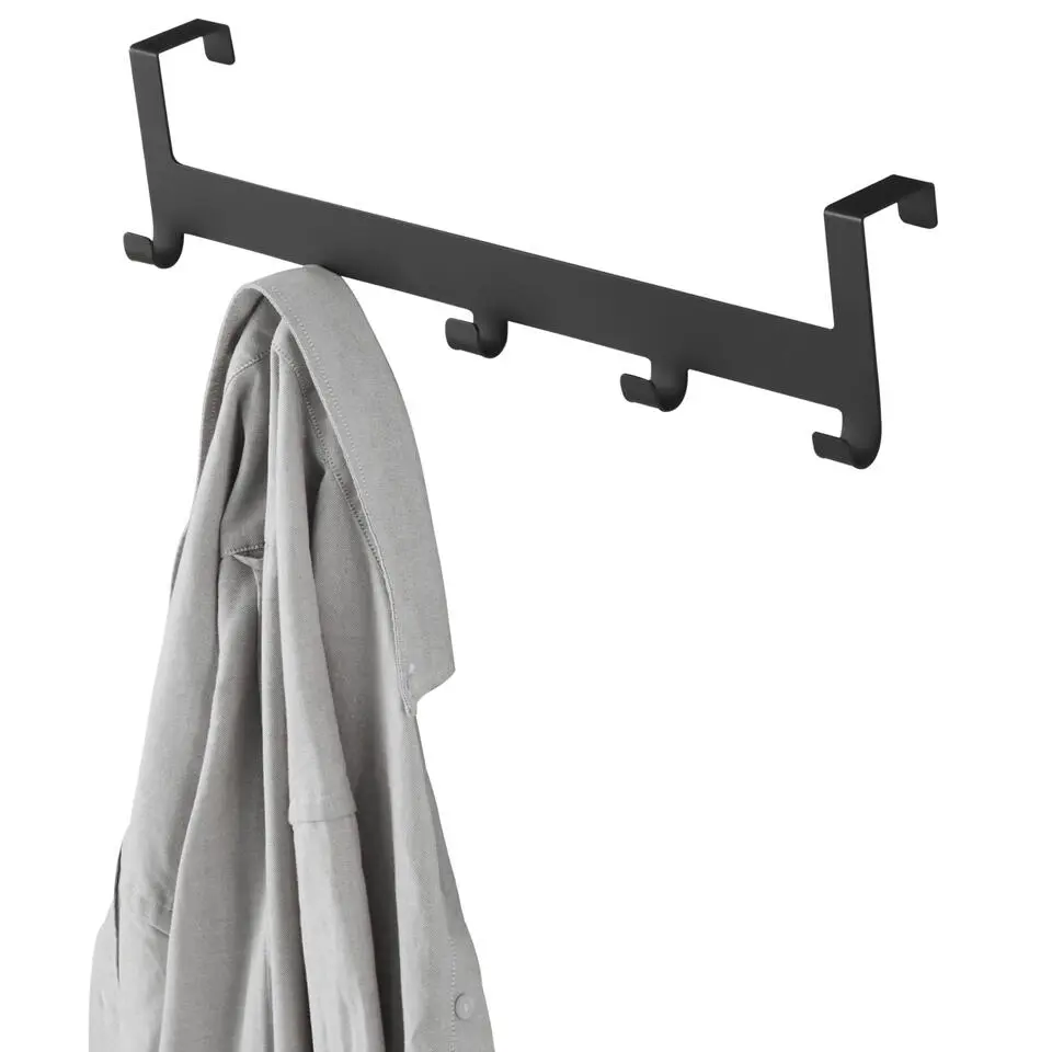 Metalen Deurkapstok Deurhanger Kapstok voor Handdoek en Kleding, Metaal, Zwart