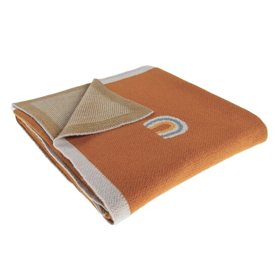 Tiga, Stegi & Ops Couverture tricot en jacquard BIO   Ocre        75 x 100 cm   de               Noukies