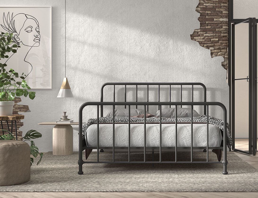 Metallbett BRONXX - schwarz matt - 160x200 cm