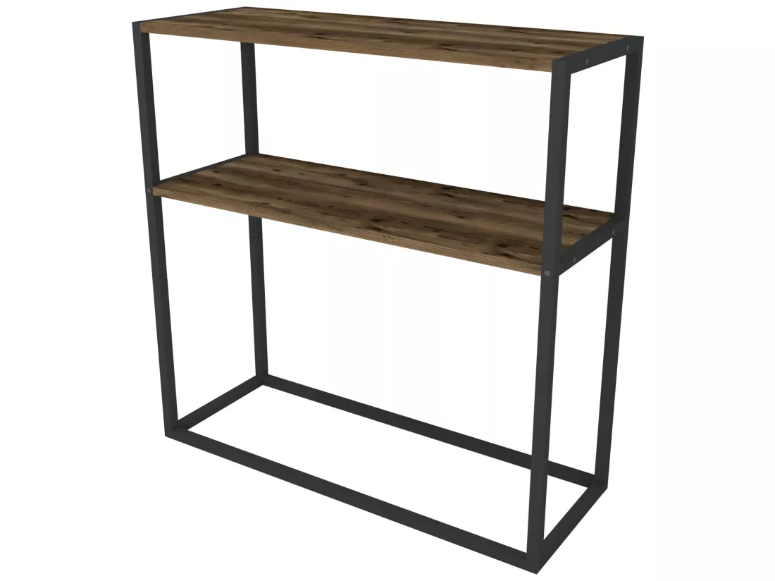 Table console Hemsedal avec surface de stockage 90 x 90 x 33,5 cm effet chêne patiné [en.casa]