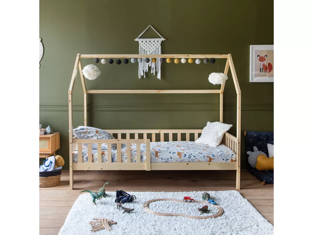 Lit cabane pour enfant 190x90cm en bois MARCEAU - HAPPY GARDEN