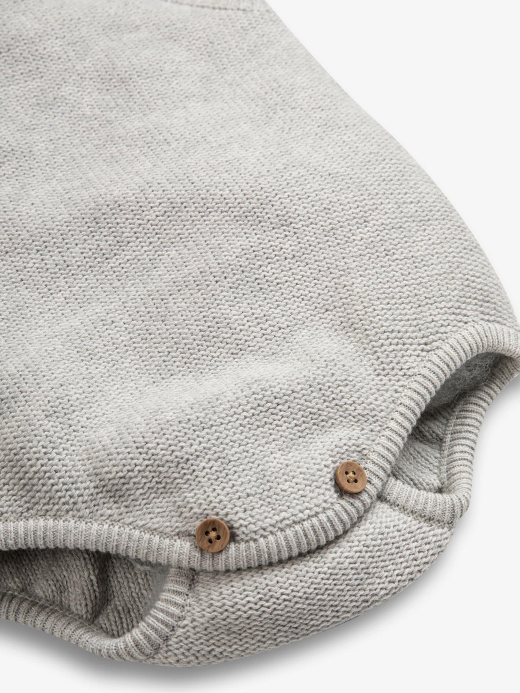 The Little Tailor Grey Stylish 100% Cotton Baby Knitted Romper