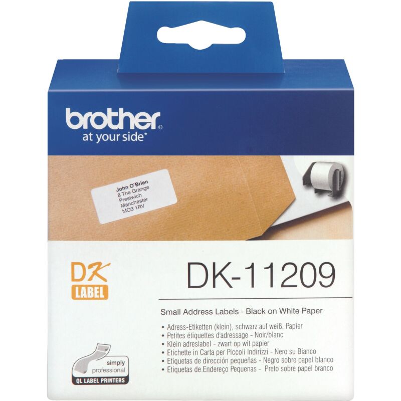 Etiquette adresse papier 29 x 62 mm Brother DK11209 blanche - Rouleau de 800