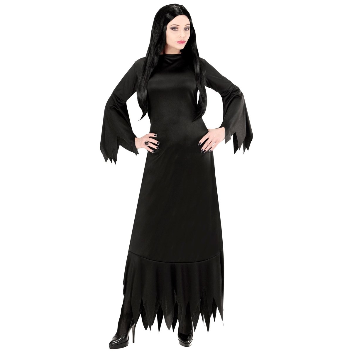 Halloween Jurk Zwart Dames Mortisia Lang