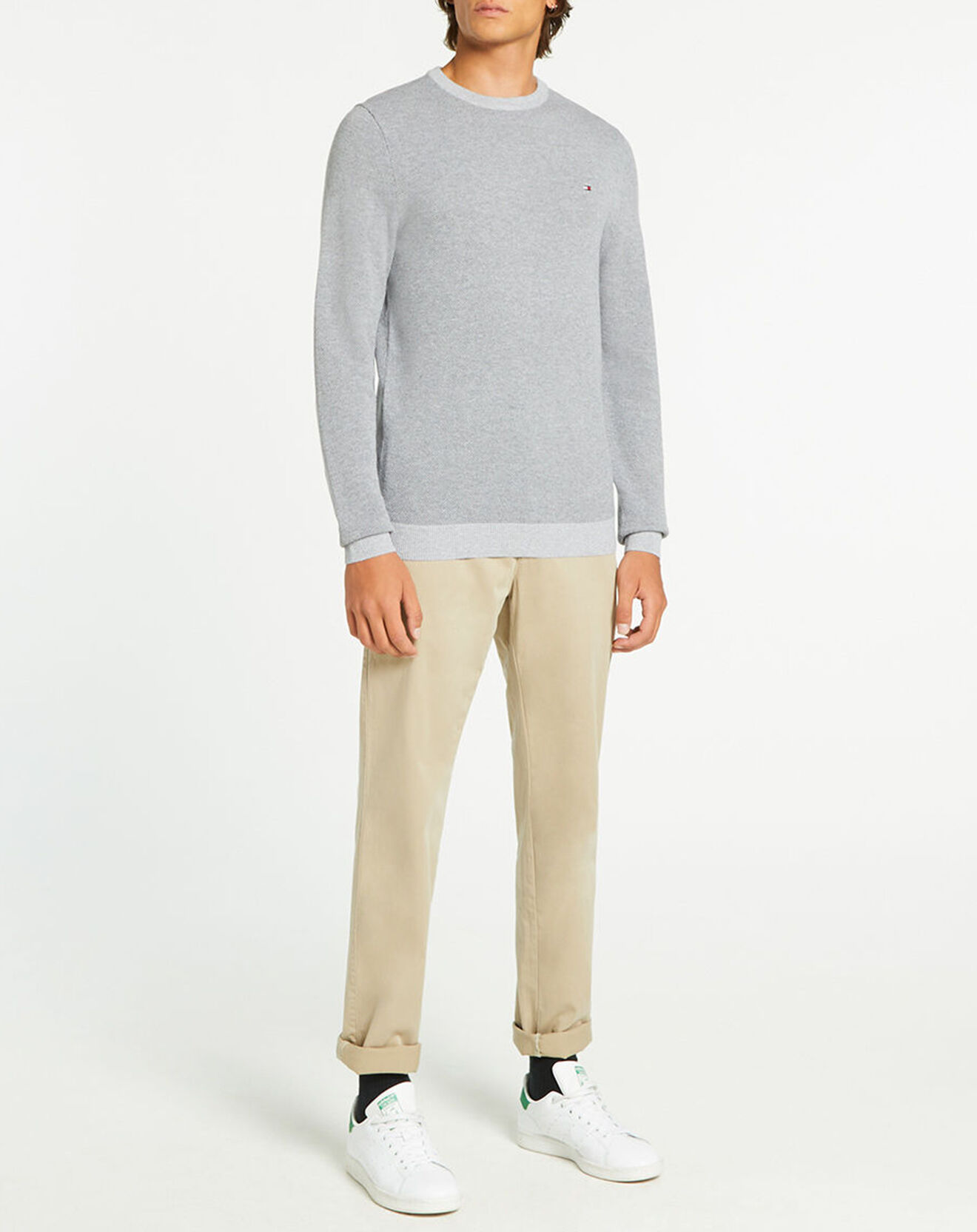 Tommy Hilfiger Pull Mouline gris chiné
