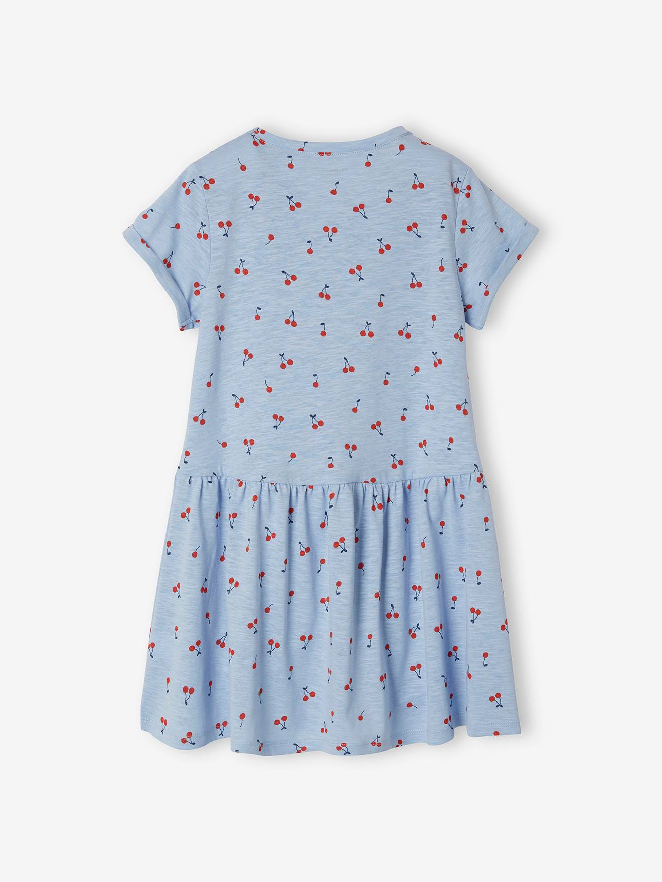 Vestido estampado para meninas, rosa claro