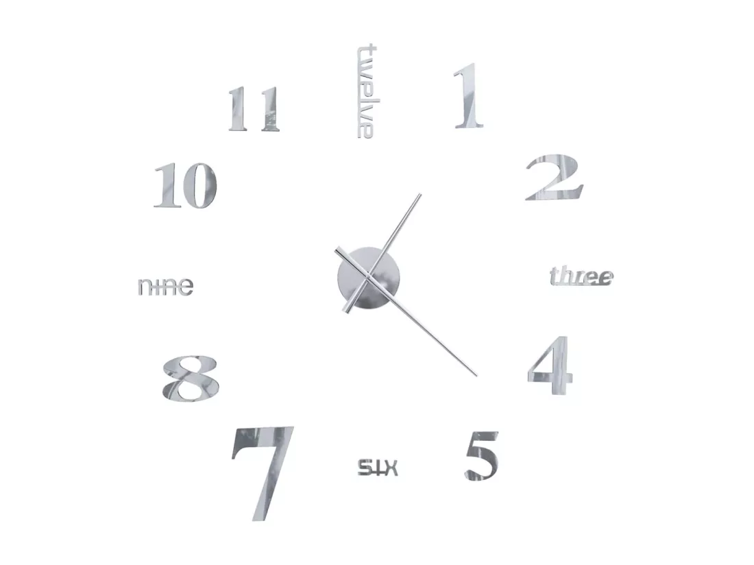 Horloge murale 3D Design moderne 100 cm XXL Argenté