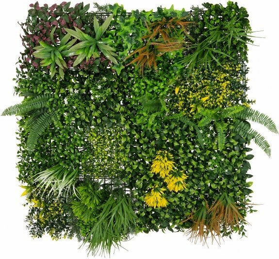 Tuin wanddecoratie kunst beplanting Carmen groen / geel 100 x 100 x 9 cm
