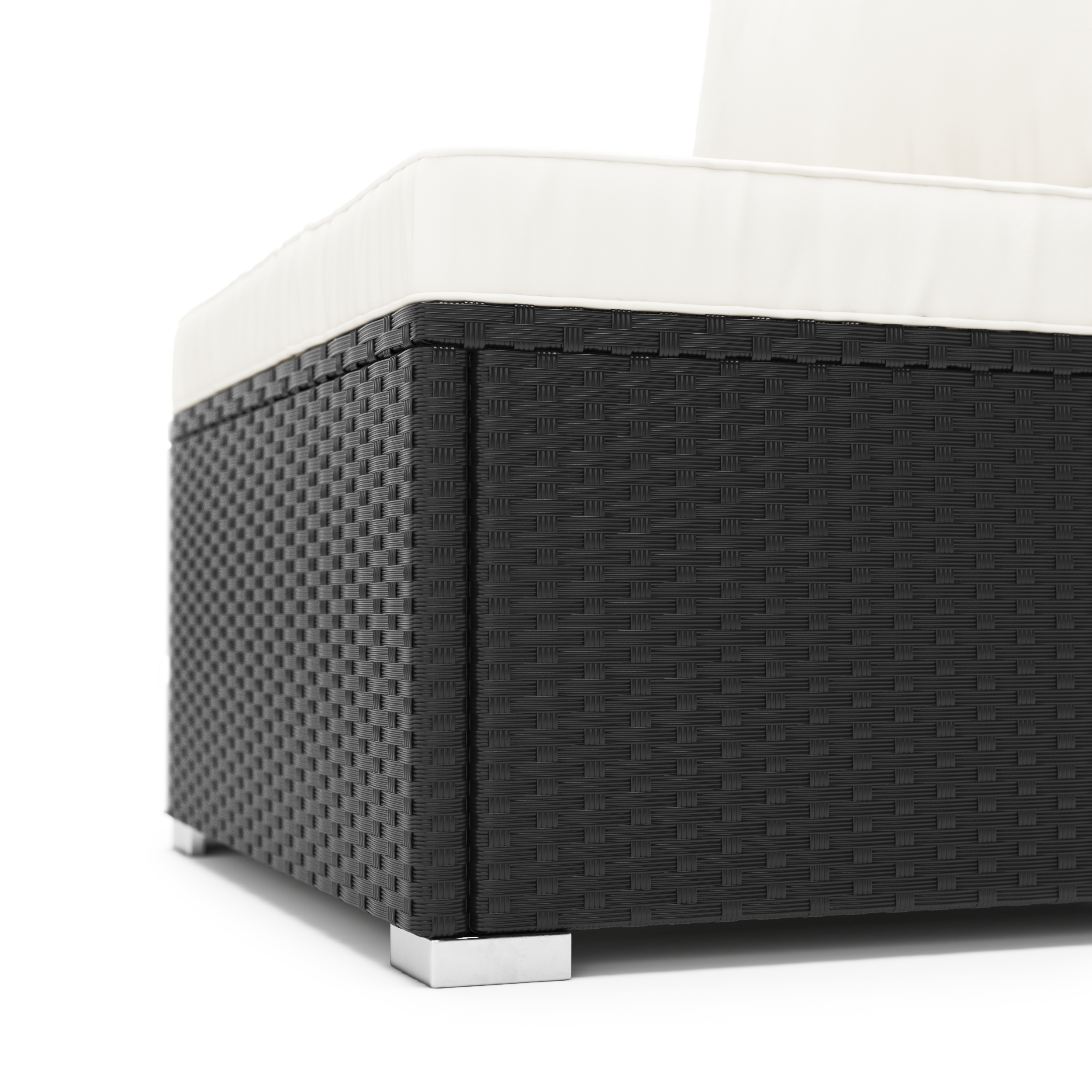 Mittelteil Rattanlounge KRETA schwarz/weiss
