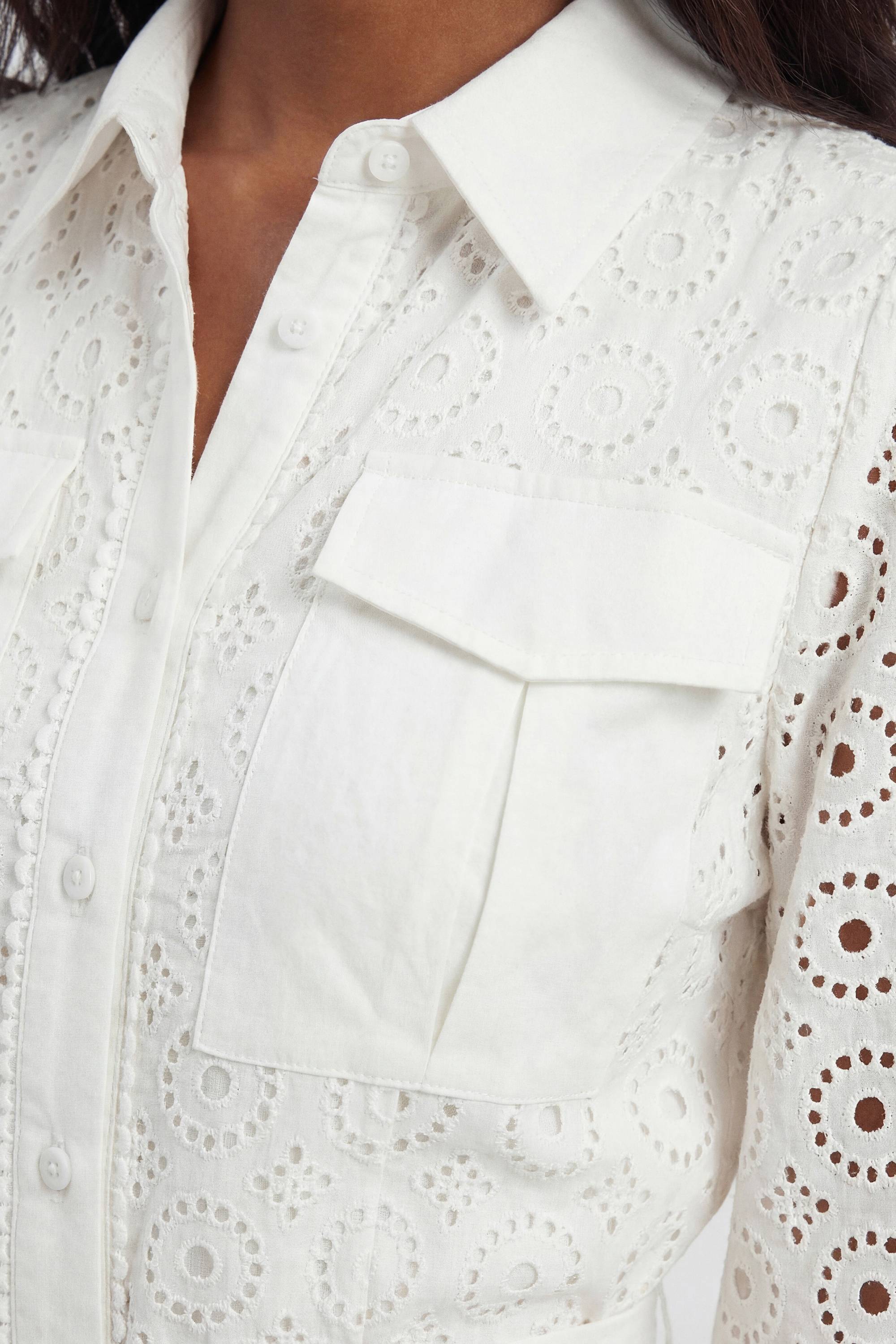 KarenMillen Robe Chemise Ceinturée En Broderie Anglaise De Coton