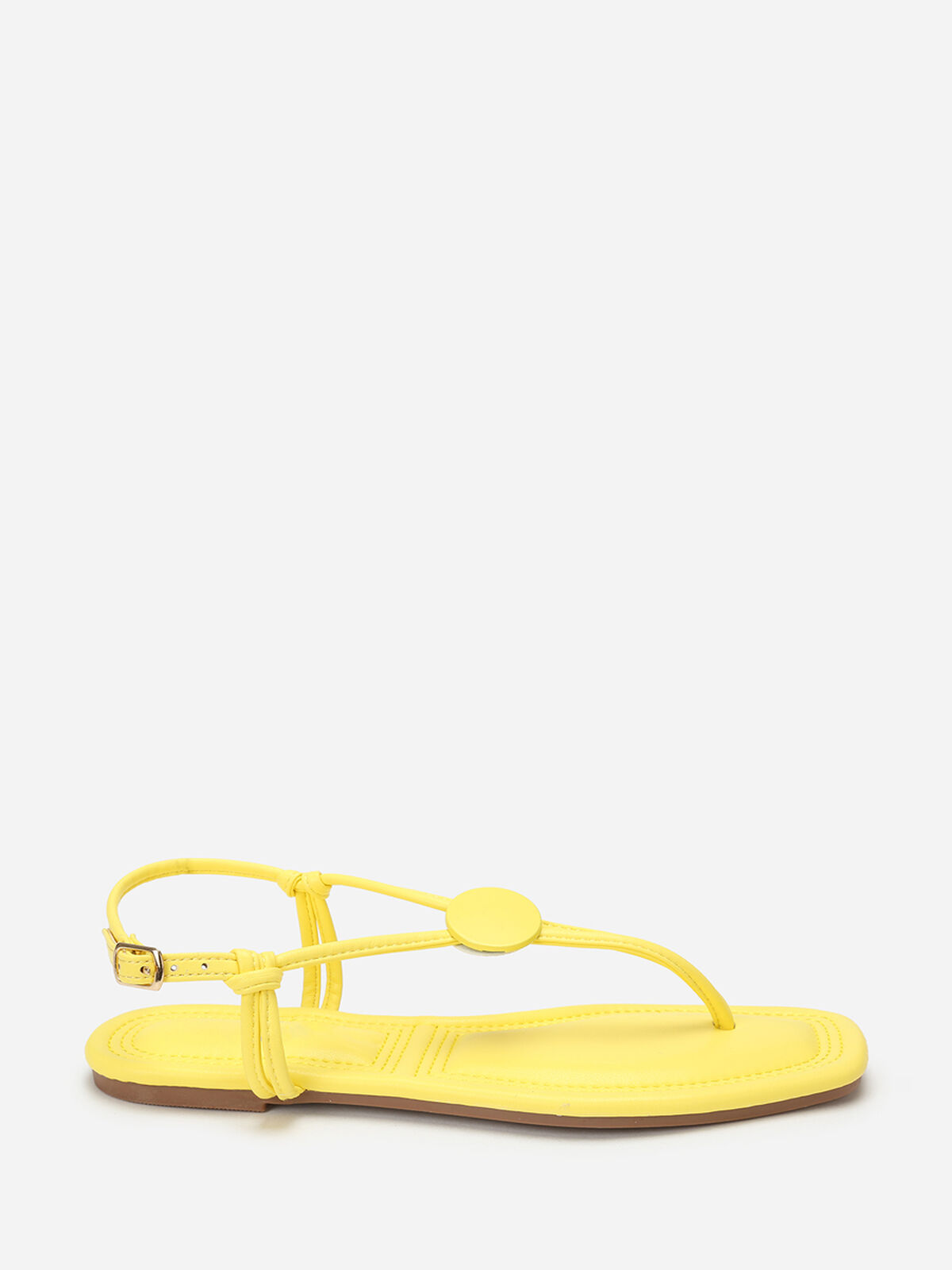 Nu-pieds à empiècement rond- Jaune