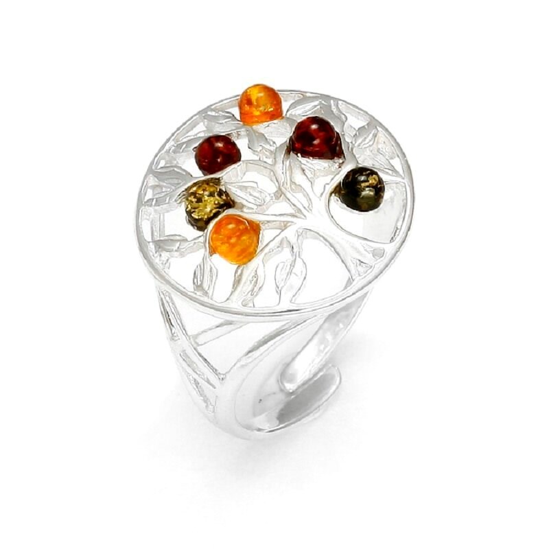 Bague arbre de vie ambre mixte