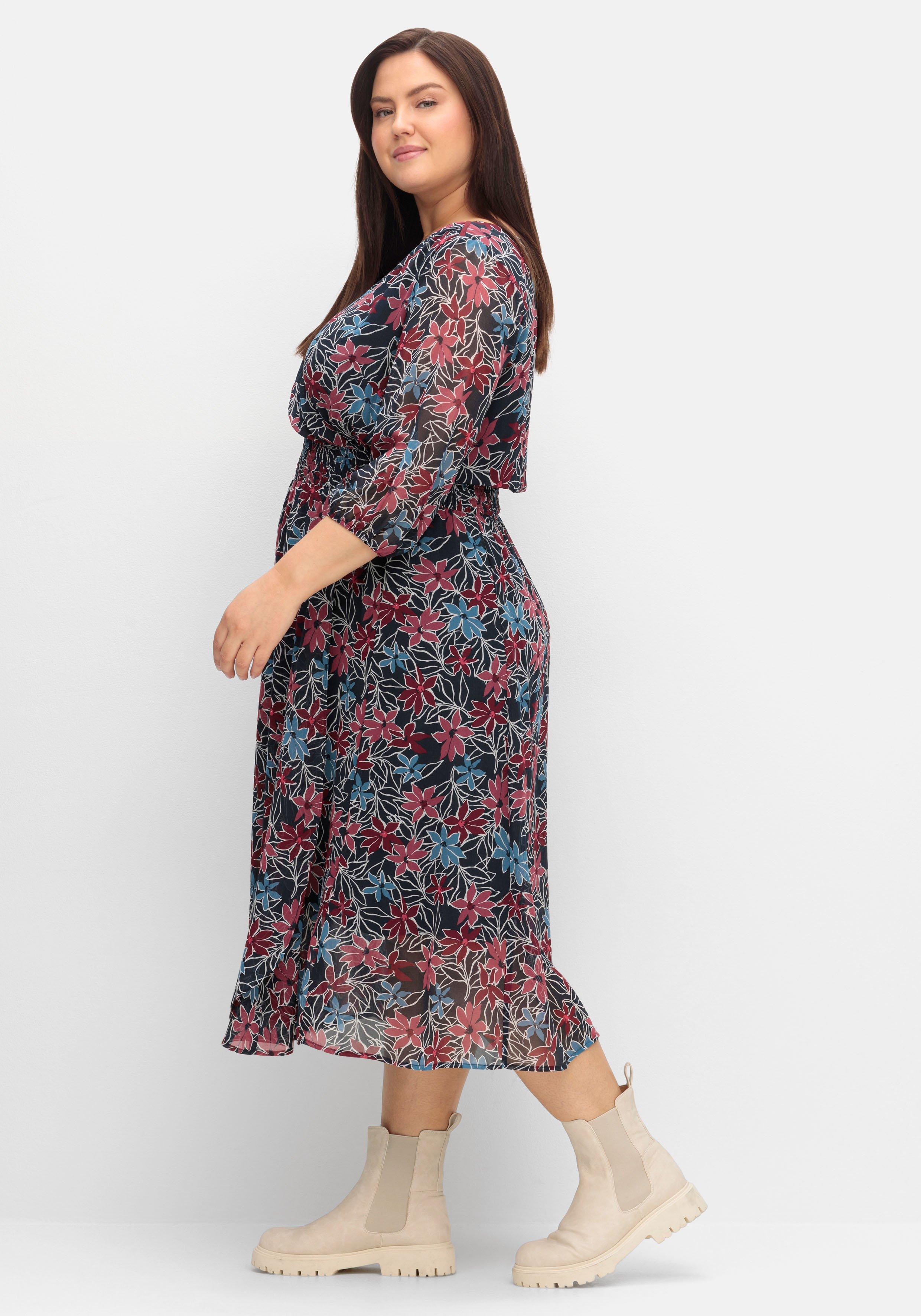 Gefüttertes Chiffonkleid in Wickeloptik