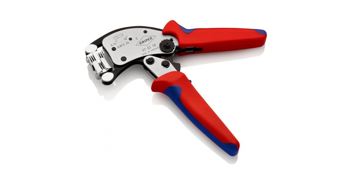 KNIPEXTwistor 16 Zelfinstellende krimptang voor adereindhulzen  (Rood/blauw, met draaibare krimpkop)