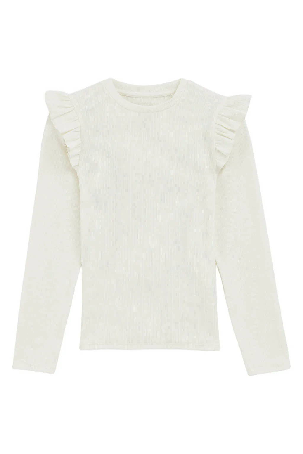 WE Fashion longsleeve rib gebreid wit