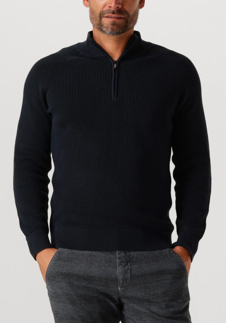 donkerblauwe gentiluomo trui turtle zip