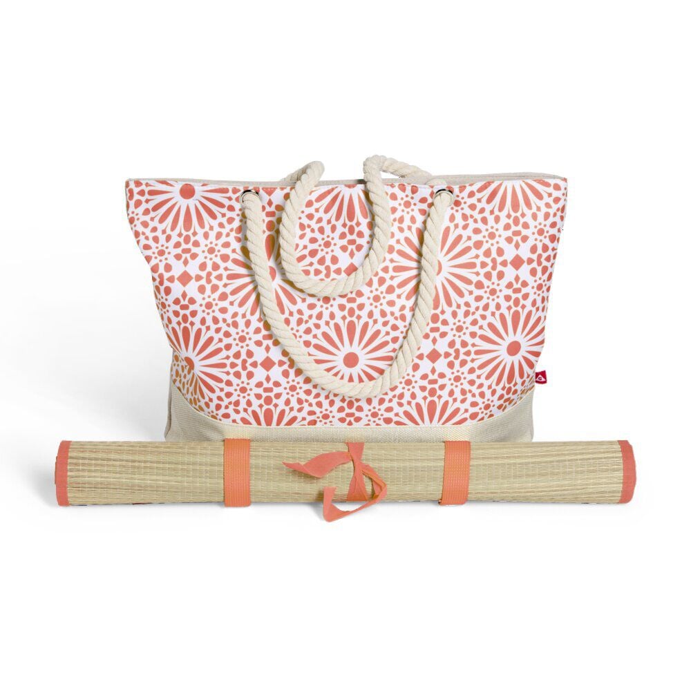 Sac de plage 48x29cm et natte 180x60cm Funky polyester et paille