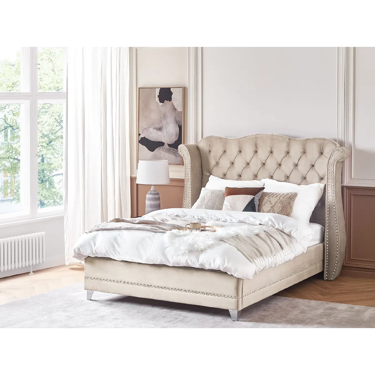 BELIANI AYETTE 140x200 cm - Velours Beige