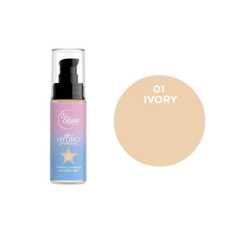 Stars from the Stars Feuchtigkeitsspendende und leuchtende Glow Hydro Foundation Nr. 01 Ivory 30 g