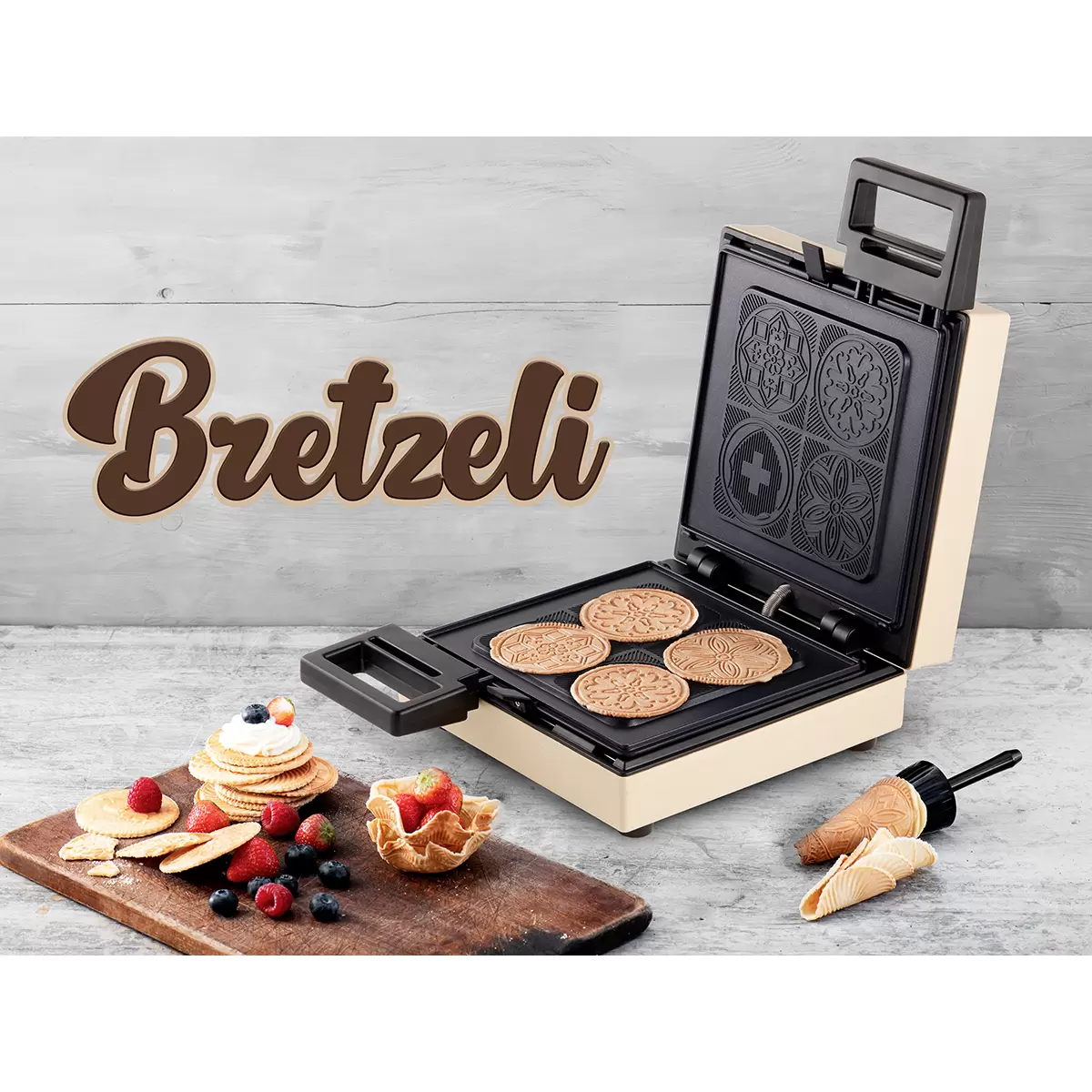 Bretzel- und Waffeleisen Bretzeli & Waffles Beige