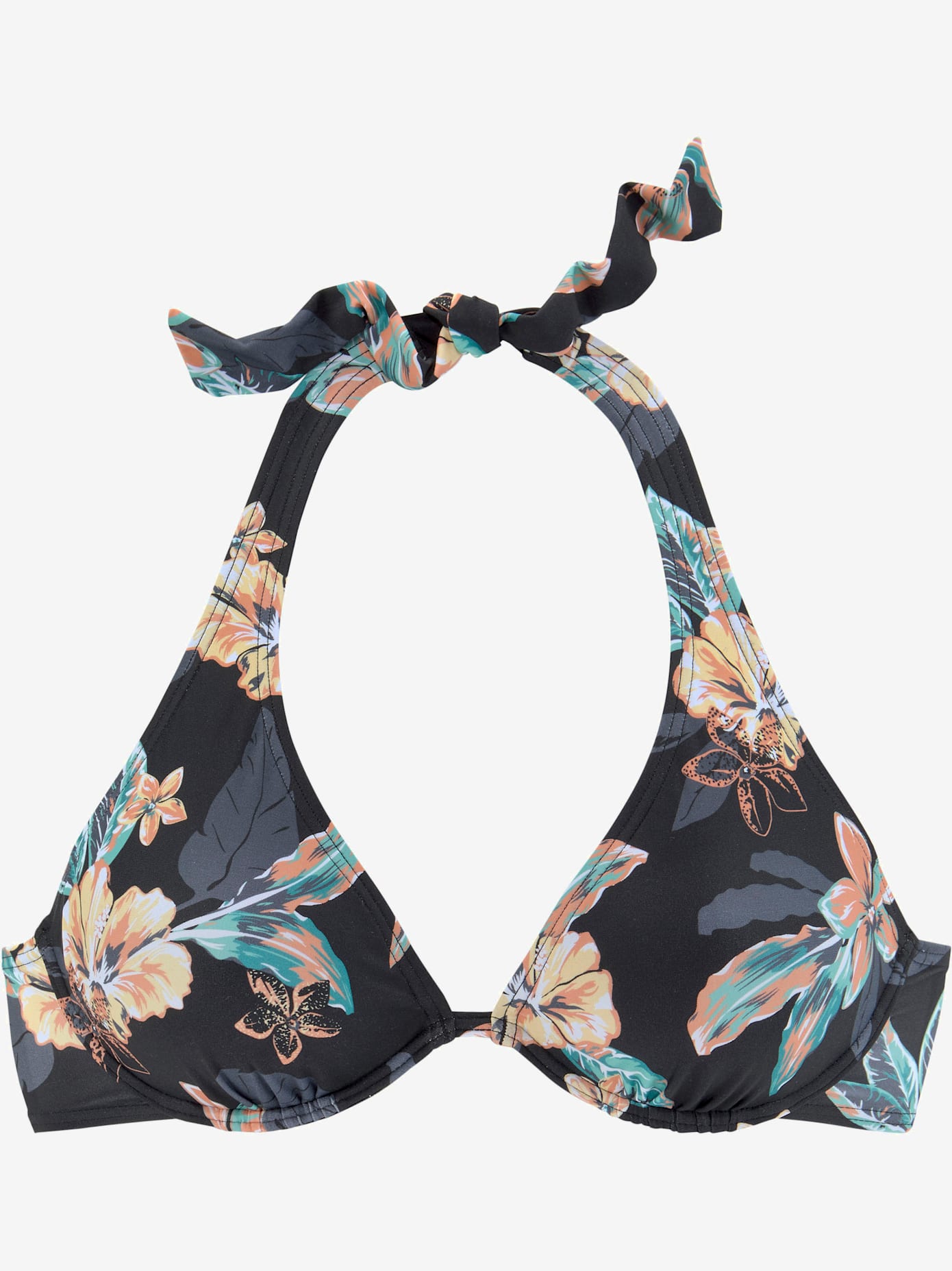 Haut de maillot de bain à armatures imprimé avec fleurs d'hibiscus tendance
