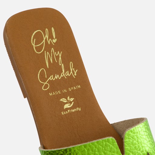 Oh My Sandals Amira Slippers groen Leer