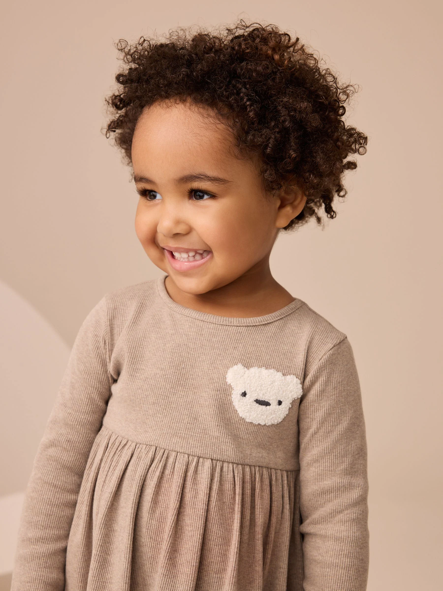 Neutraal met beren - Set met jurk met lange mouwen en legging (3mnd-7jr)