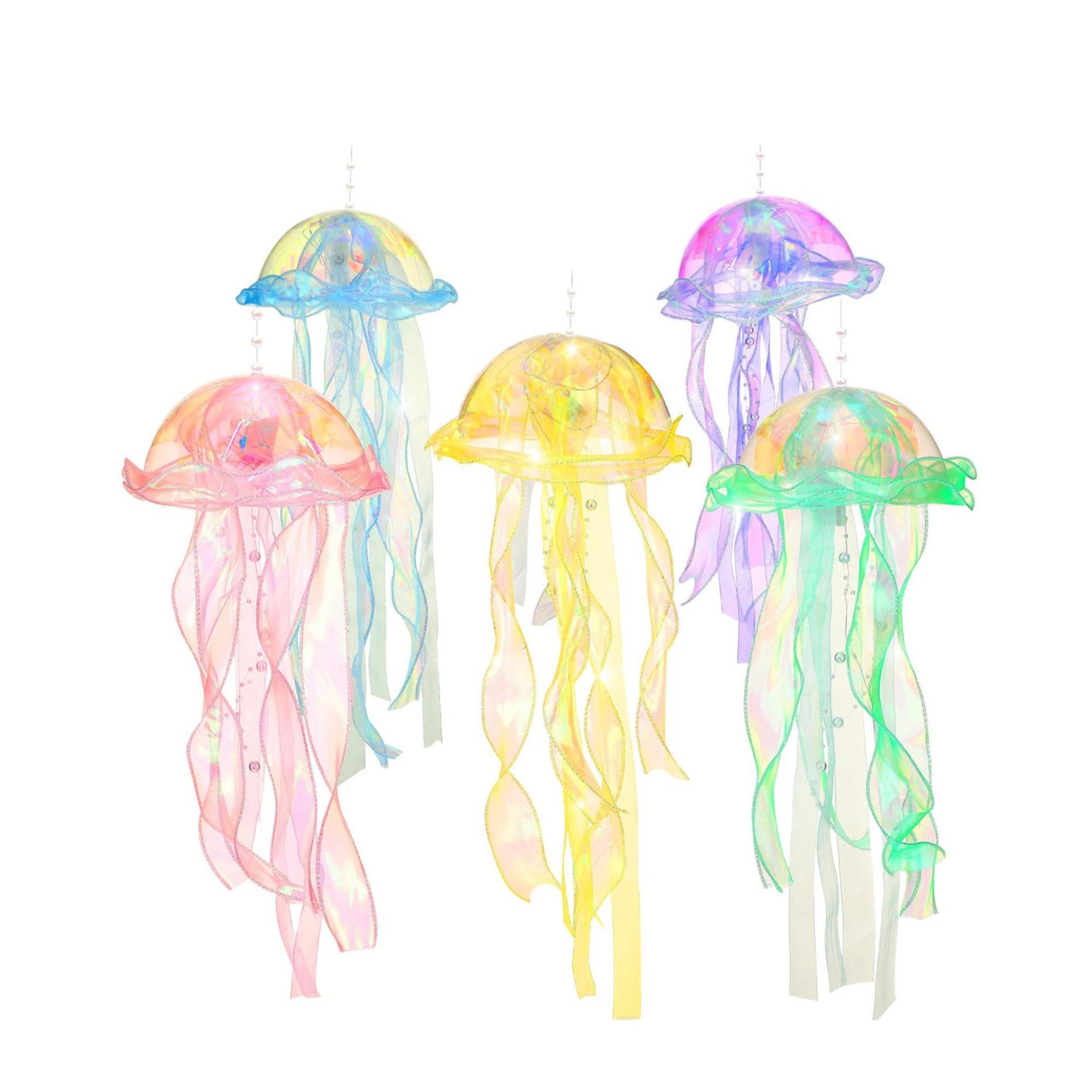 (5er Set) Ø20cm Quallen Laterne Party Deko Hängelampe Kinderzimmer Jellyfish Lampe (inkl. LR44 Batterien)