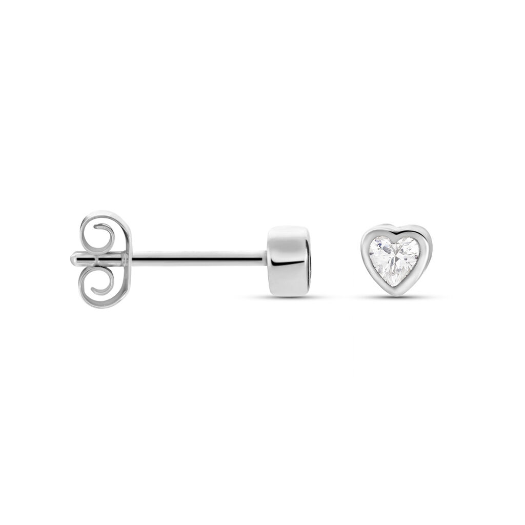 Boucles D'oreilles Puces Happy Argent Blanc Oxyde De Zirconium
