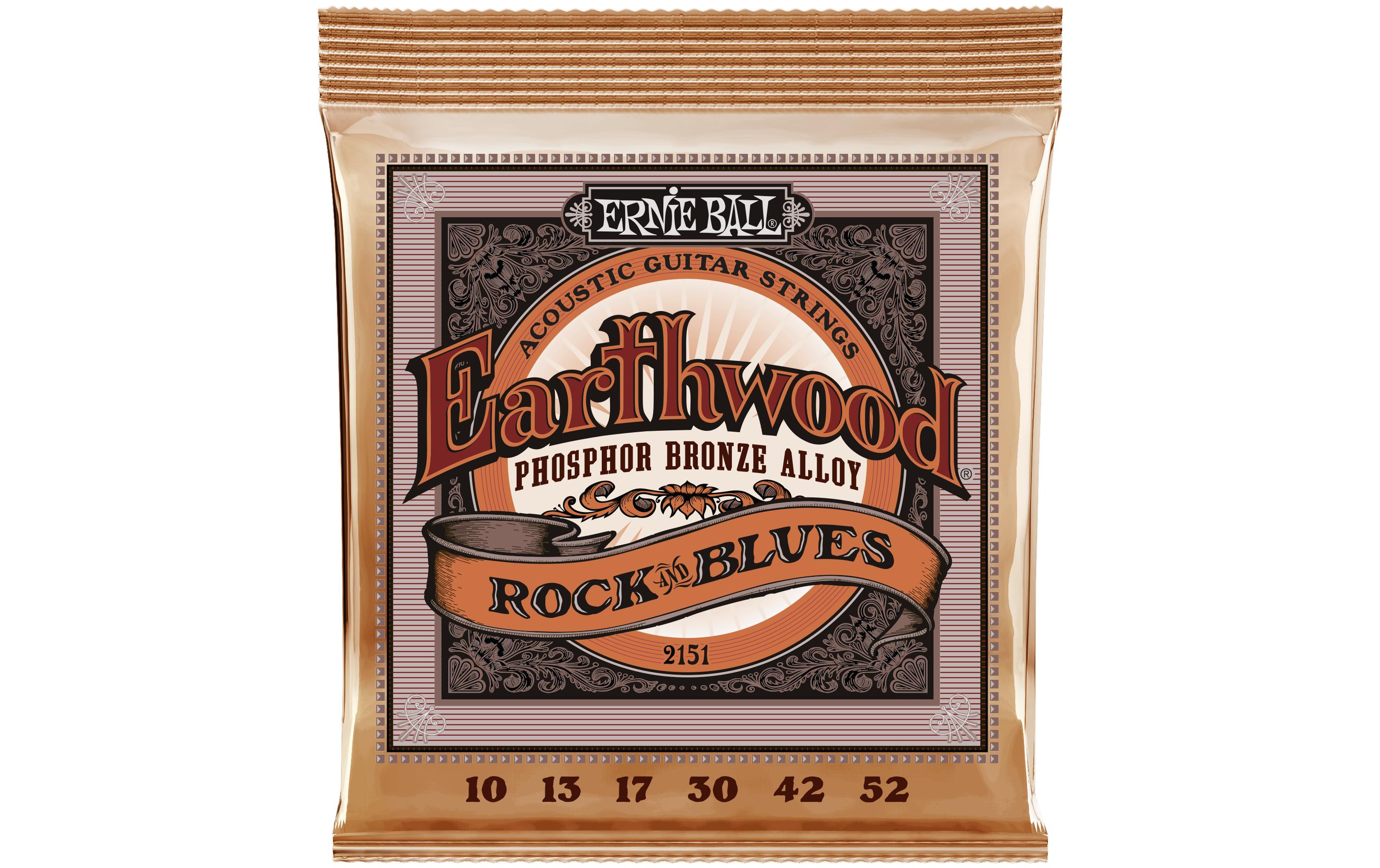 Gitarrensaiten 2151 Earthwood PB – Rock and Blues 10-52Saitensatz für Akustikgitarre mit nicht umwickelter 3. Saite