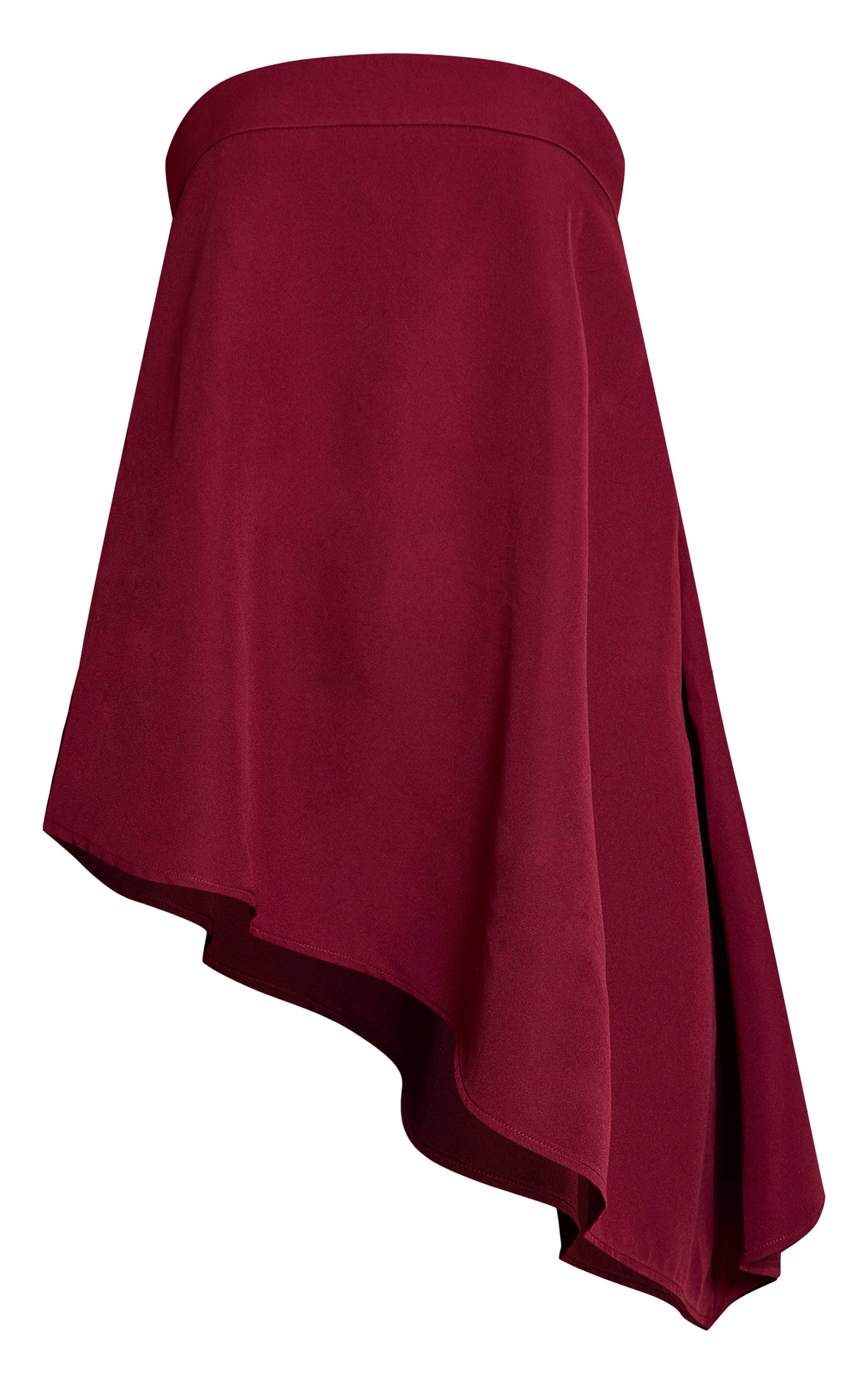 Rouge Vin Haut Long Vaporeux Asymétrique À Bustier Tissé