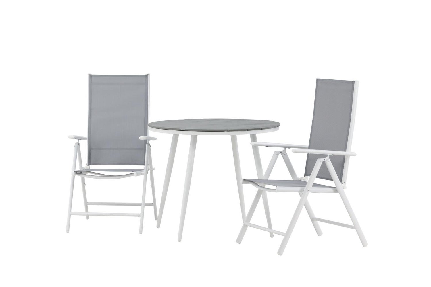 Break tuinset: tafel 90x90cm, 2 Break stoelen, grijs. 90 x 74 x 90 cm