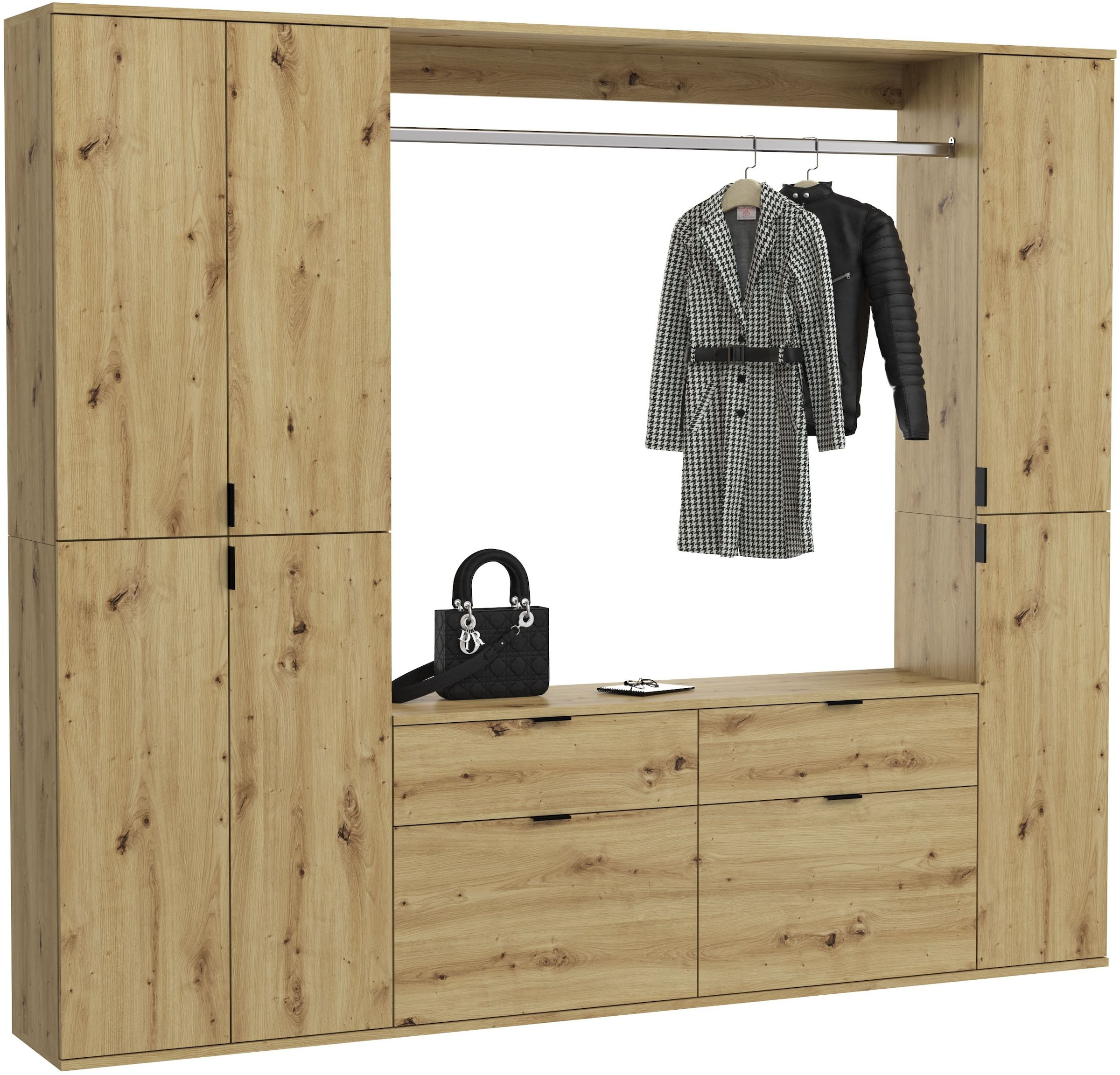 INOSIGN Garderoben-Set »Trondheim, Breite 212 cm, 5-teilig, bestehend aus:« Set, 4 Stk. tlg.