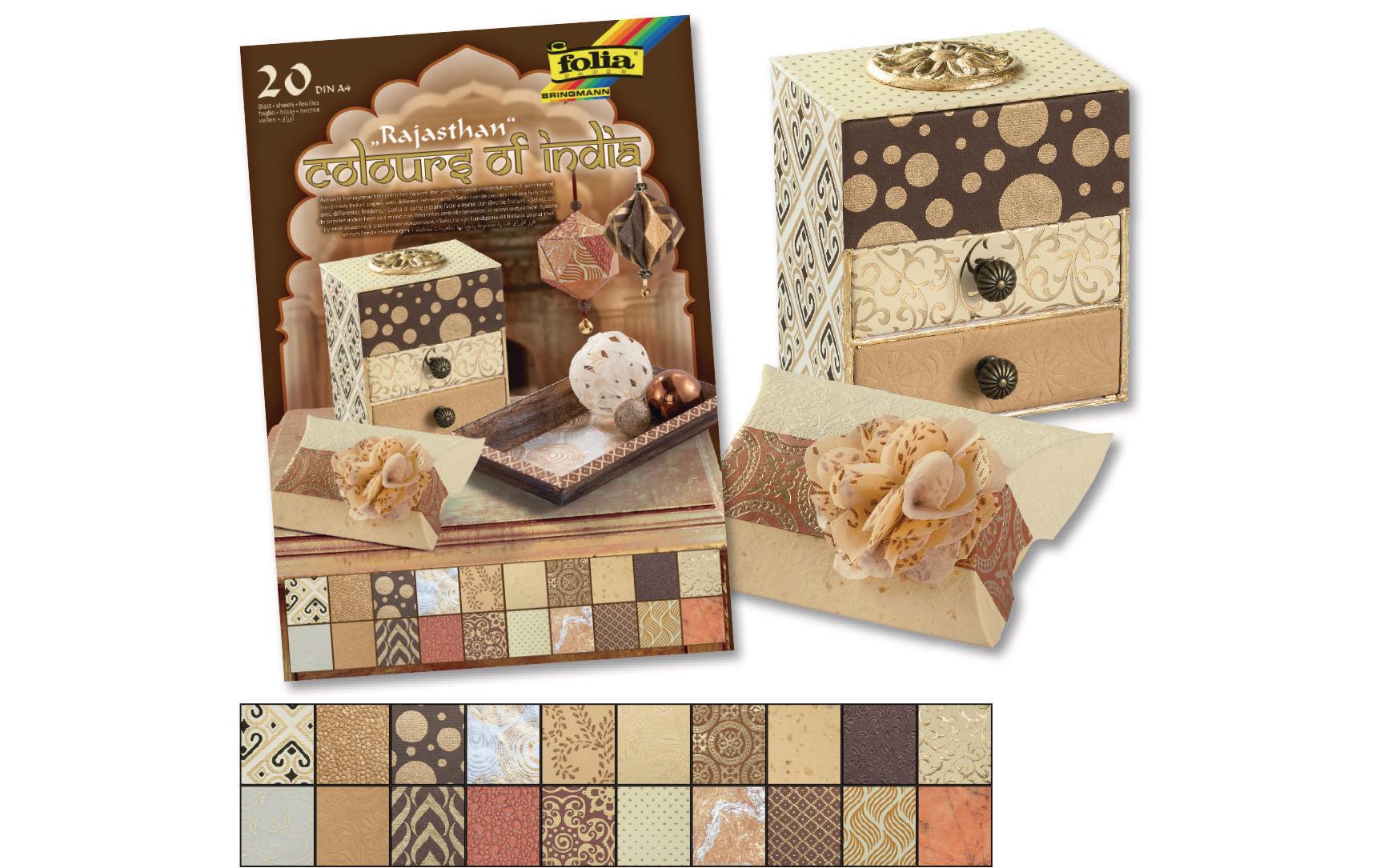 Motivblock India Rajasthan Farbig assortiertBastelpapier mit indischen Motiven