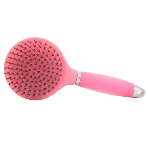 Escova rosa para crina e cauda de cavalo