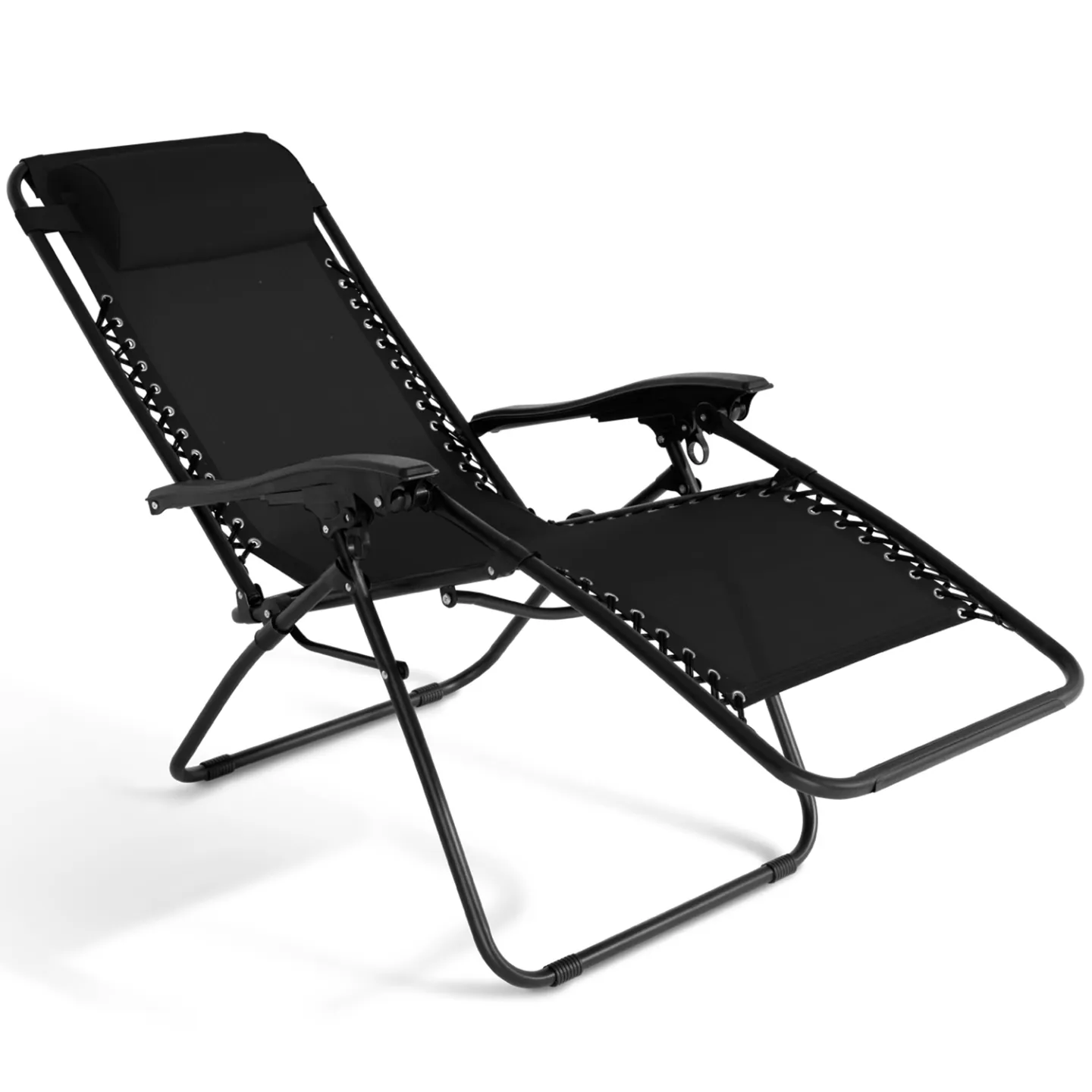 Lot de 2 fauteuils de jardin inclinables RELAX grand confort noir