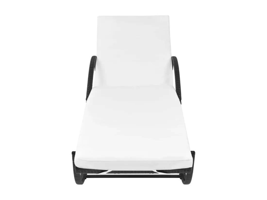 Chaises longues lot de 2 avec table résine tressée noir
