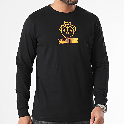 Tee Shirt Manches Longues Nounours King Noir Orange Fluo