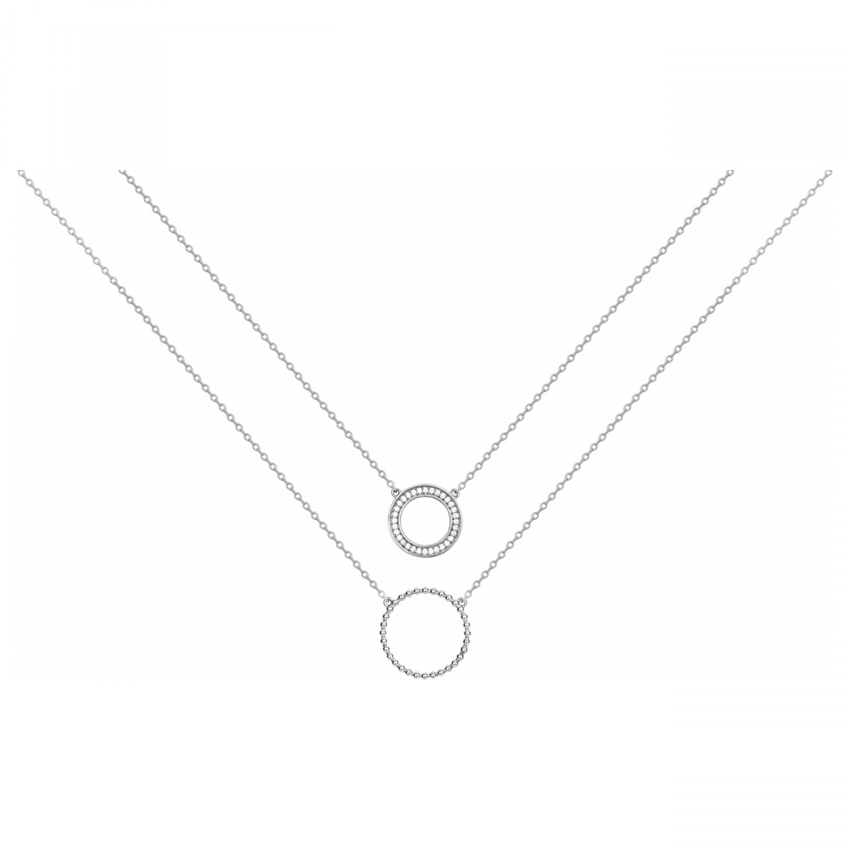 Collier multi-chaînes en Argent avec oxyde de zirconium blanc