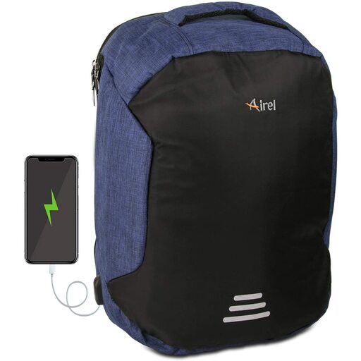 Mochila para laptop Airel Smart à prova d'água com carregador e porta USB, 46 x 33 x 16 cm / 15,6 polegadas