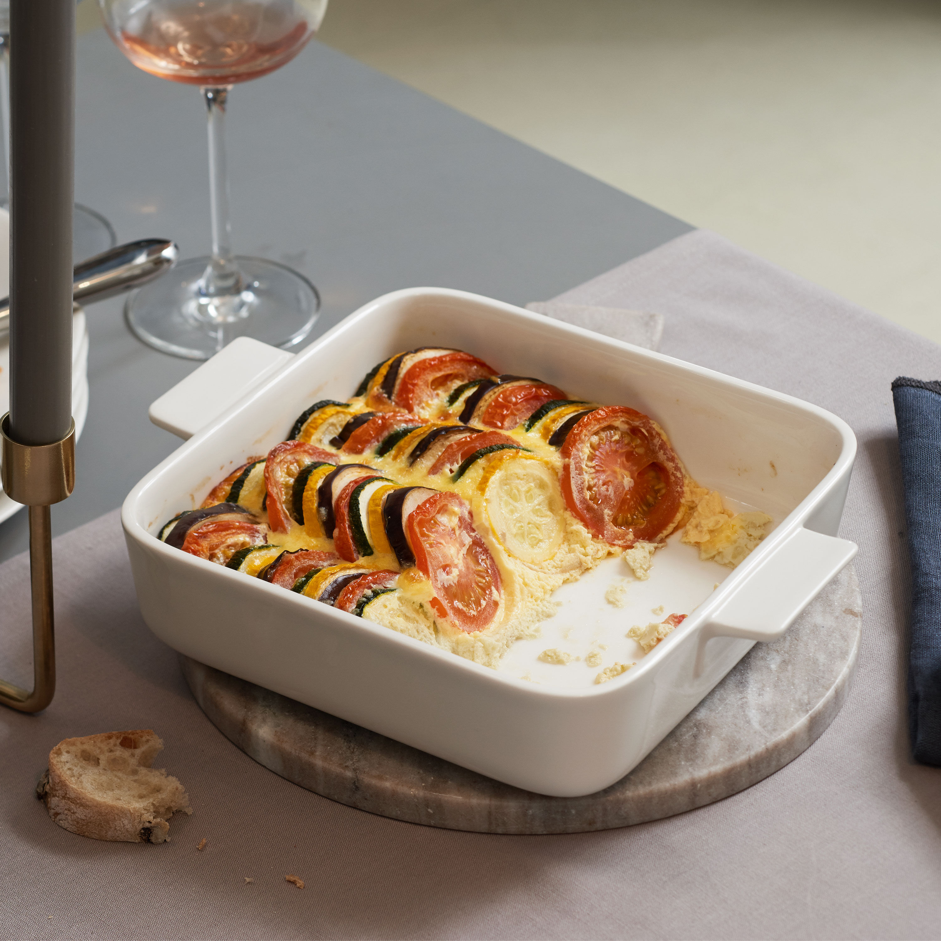 Clever Cooking Square baking dish White, 10.4'' x 8.3'', Premium Porcelain