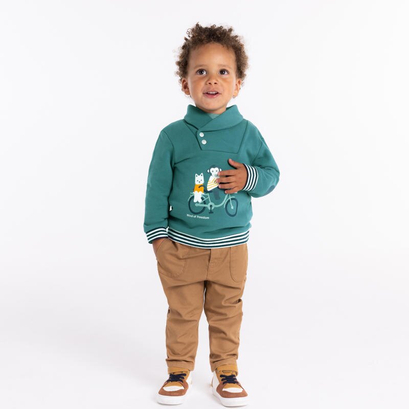 Sweat col croisé animaux bleu bébé garçon Bleu