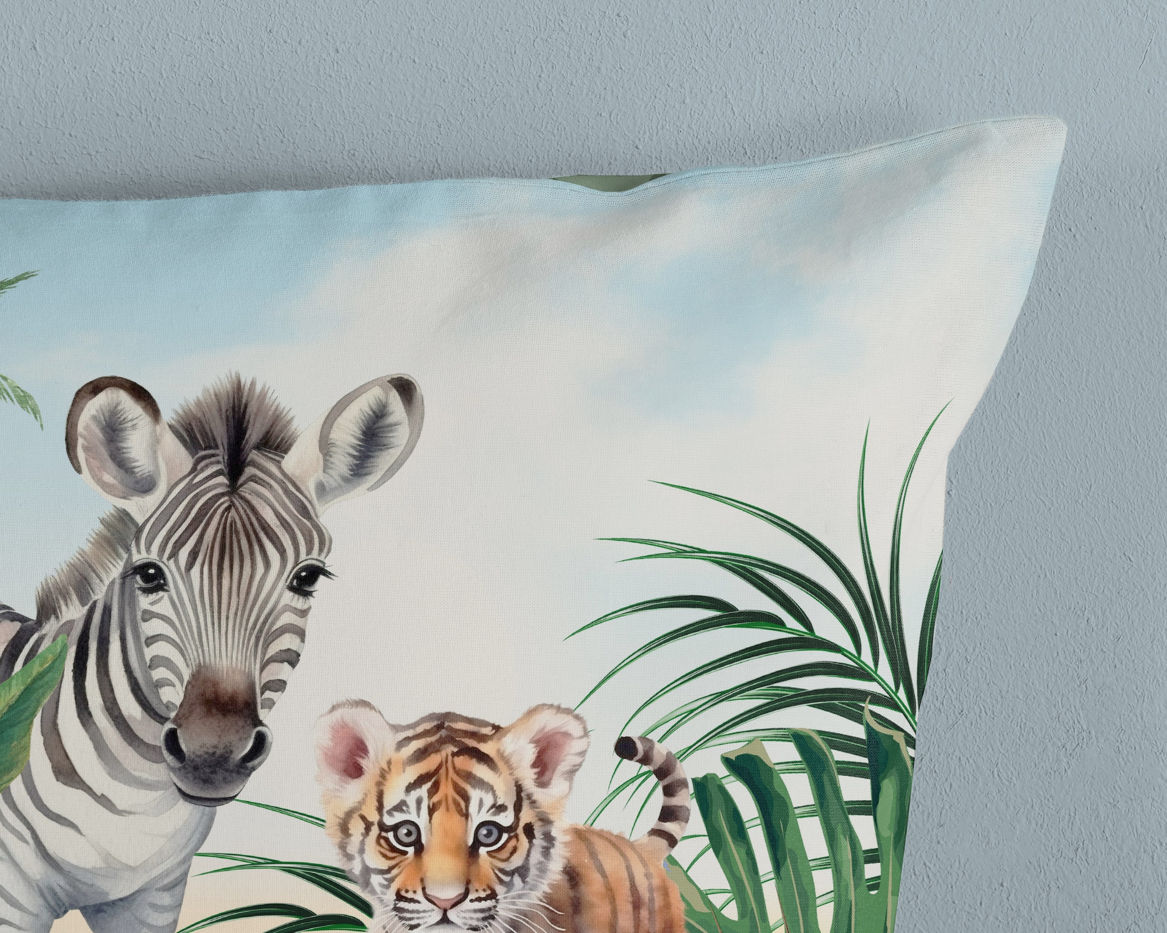 good morning Kinderbettwäsche »Thabo« 2 Stk. tlg. Baumwolle, 135x200, Wende, Kind, Zebra Giraffe Löwe Affe, safari, grün