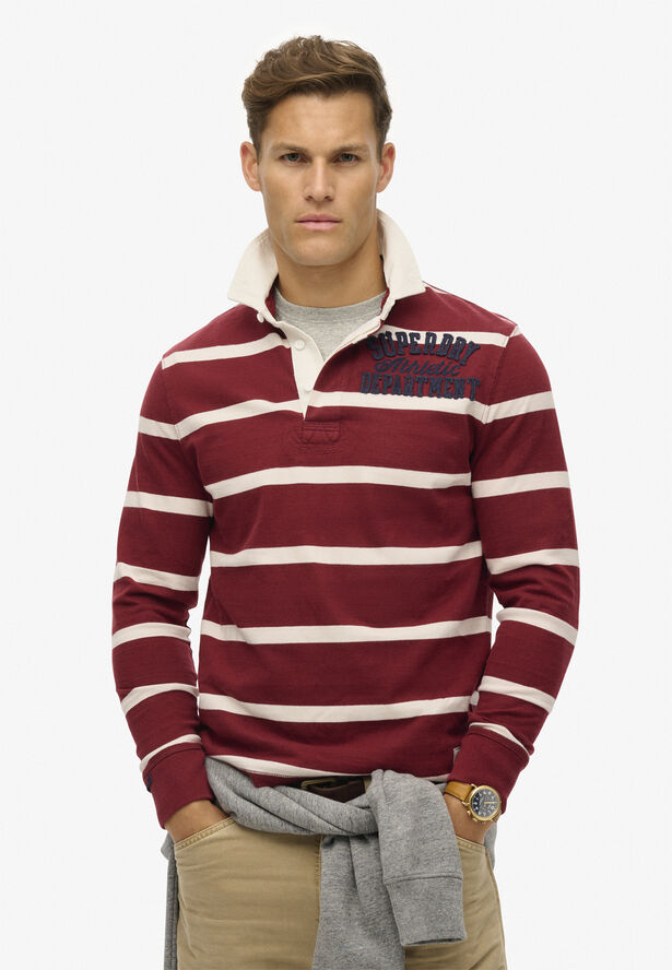 Superdry VINTAGE ATHLETIC RUGBY Rich burgundy/cream stripe