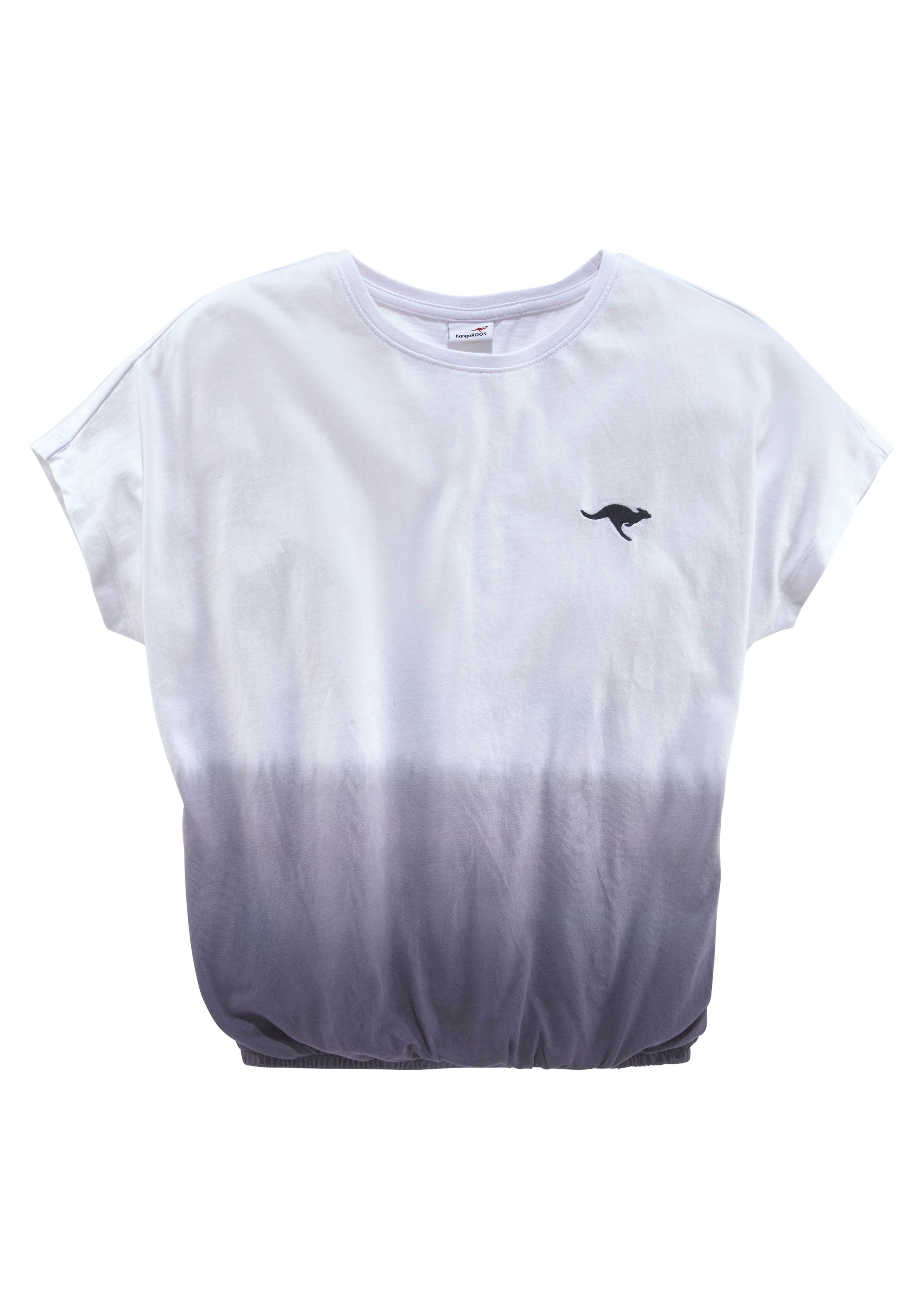 KangaROOS T-Shirt »mit Farbverlauf und Logodruck«, Kurzarm,  weite Fledermausärmel,  modisches Batikmuster