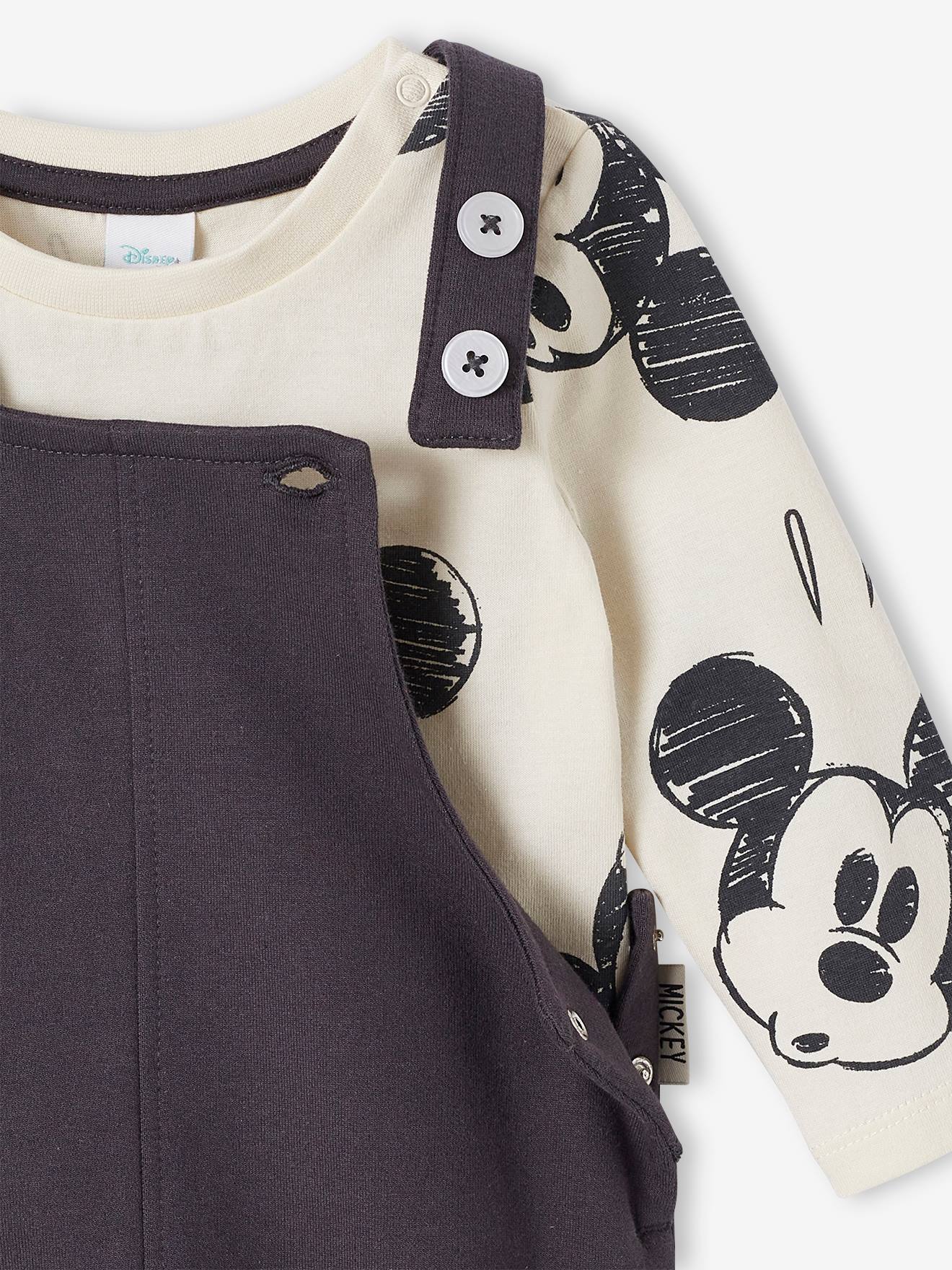 Conjunto DS® Baby: Camiseta de algodão + Jardineira jeans cinza