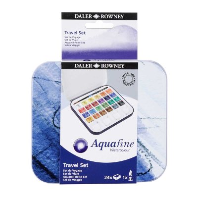 Daler Rowney Aquafine Watercolour Paint 24 Half Pan Travel Set